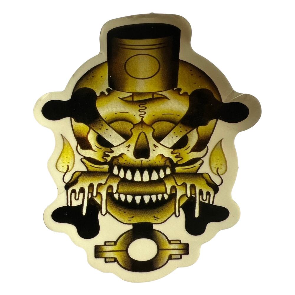 Piston with Skull and Crossbones Sticker